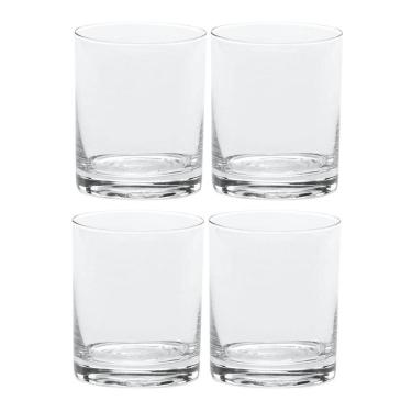 Imagem de Jogo 4 Copos Baixo De Vidro Liso Água Whisky Drink 310Ml