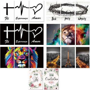 Imagem de Kit 20 Quadros Placas Decorativas Leão Colorido 20X30 Mdf