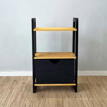 Imagem de Aparador de Madeira Pinus Linea de 3 Prateleiras Slim com 1 Gaveta Noz