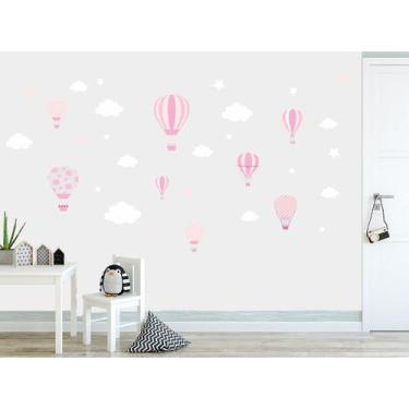 Imagem de Adesivo de Parede Infantil Balão Colorido e Nuvens - no-brand