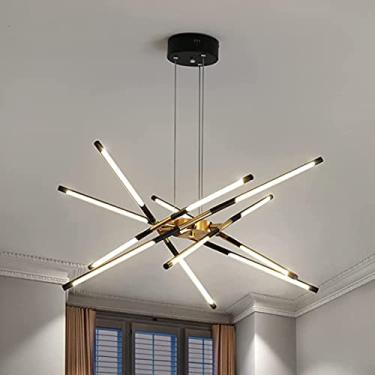 Imagem de Luminária pendente criativa Sputnik LED moderna para mesa de jantar, luminária de teto regulável com controle remoto, lustre para sala de estar, luminária de mesa de jantar com altura ajustá