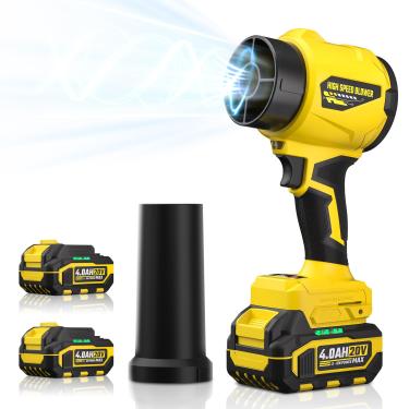 Imagem de VERVEWAVE Soprador de folhas sem fio com 2 pilhas de 4,0 Ah, amarelo