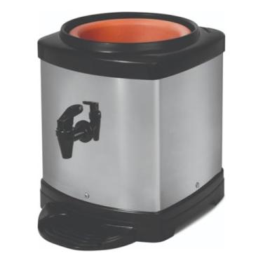 Imagem de Suporte de Galão de Água Inox com Cuba de Barro 10L/20L – Dispenser com Torneira Click, Reservatório Cerâmico Natural, Ideal para Cozinha e Escritório