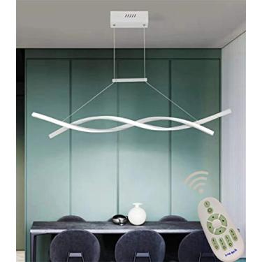 Imagem de Luminária pendente de teto LED moderna, ilha de cozinha, mesa de jantar, iluminação regulável com controle remoto, lustre de design chique, abajur de acrílico para sala de estar, quarto, lum