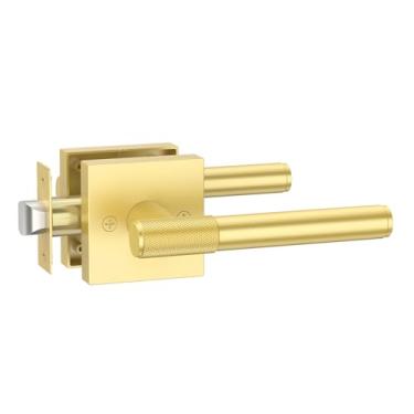 Imagem de Amerdeco 1 pacote com maçanetas de porta de passagem douradas escovadas, maçanetas resistentes que não bloqueiam para hall, armário, área de escritório, shopping centers AM0029