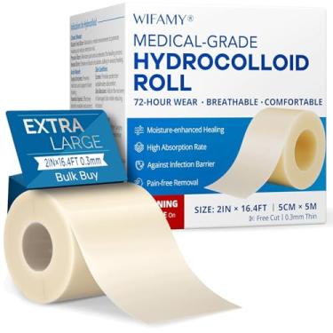 Imagem de WIFAMY Rolo hidrocolóide para cuidados com feridas: bandagens hidrocolóides de grau médico extra grande de 5 cm x 40 m