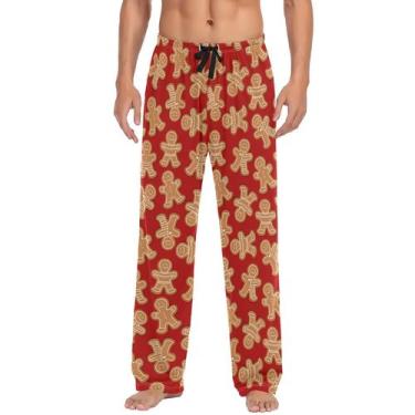 Imagem de Pijama Bottoms Ollabaky Christmas Gingerbread para homens XL