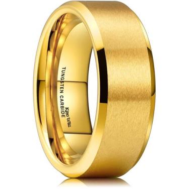 Imagem de Aliança de casamento King Will Basic de tungstênio galvanizado a ouro 