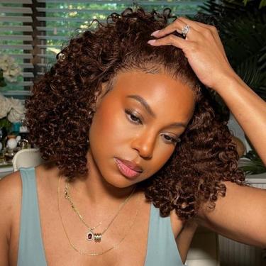 Imagem de Peruca Punmasa Chocolate Brown Bob 30cm Cabelo humano 200% de densidad