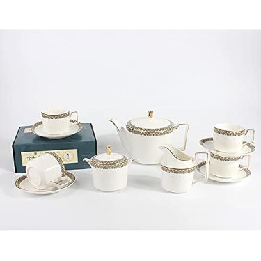 Imagem de Conjunto de chá de porcelana xícaras de café e pires conjunto de café de cerâmica com bule de chá, açucareiro,
