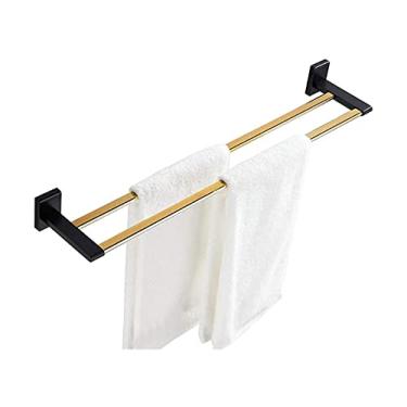 Imagem de Suporte de toalheiro de banheiro barra de toalha dupla 50 cm/60 cm cabide de parede suporte de toalha estilo contemporâneo cabide de torre/50 cm ()