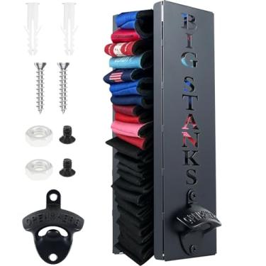 Imagem de CZZONG Suporte para refrigerador de latas com abridor de garrafas 29 × 9 x 9 cm, suporte de refrigerador de latas montado na parede, com 2 furos, à prova de ferrugem, porta-latas e abridor de latas