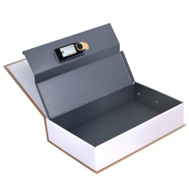 Imagem de Cofre decorativo para livros com trava de combinação de segurança, portátil, cofre oculto com compartimento oculto secreto, adequado para estante de livros de escritório em casa e café (marrom)