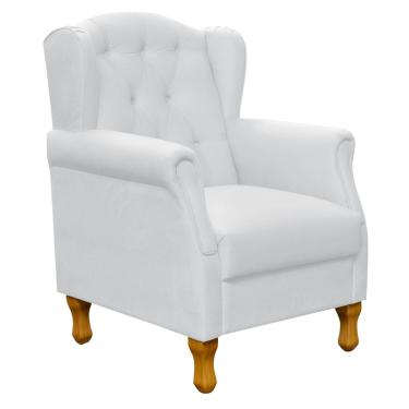 Imagem de Poltrona Decorativa Para Sala de Estar Yara P02 Corino Branco - Lyam Decor