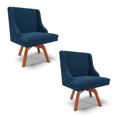 Imagem de Cadeira Sala de Jantar Giratória MM35 kit 2 Liz Bouclê Azul D03 - D'Rossi