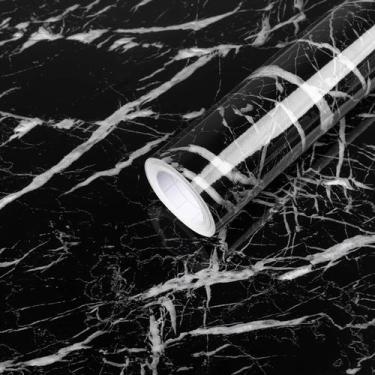 Imagem de Papel de parede Abyssaly Black Marble Peel and Stick 40cm x 10m