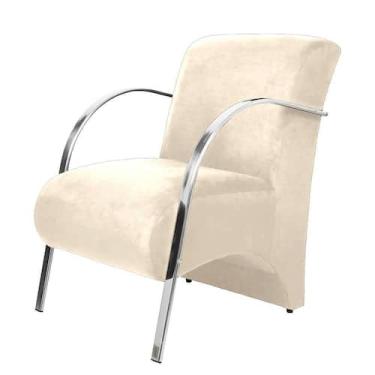 Imagem de Poltrona Decorativa Predoli Braço de Alumínio Suede, Recepção, Sala, Q