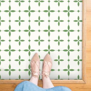 Imagem de Piso de vinil MORCART Peel and Stick 20 folhas 20x20cm verdes