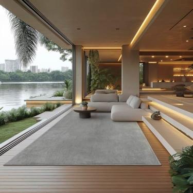 Imagem de Tapetes São Carlos – Tapete Tufting Ecletik Cinza Claro | Liso em Polipropileno com Toque Suave e Proteção UV | Antialérgico, Lavável e Acolhedor p/Sala | 1,5cm x 2m x 3m