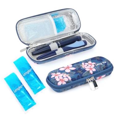 Imagem de Estojo de viagem portátil para refrigerador de insulina - Bolsa de resfriamento medicamentos para diabéticos aprovada pela TSA, isolamento de EVA para canetas de epinefrina com 2 bolsas de gelo