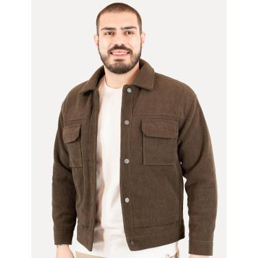 Imagem de Jaqueta Dixen Masculina Veludo Cotelê Pockets Marrom Escuro-Masculino