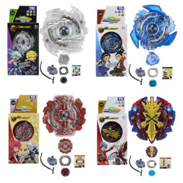 Imagem de Beyblades Burst com Lançadores, 4 Piões de Metal e Plástico, Kit de Batalha com 4 Lançadores, para Crianças Acima de 4 Anos, 23 x 14.5 x 4 cm (Coleção A)