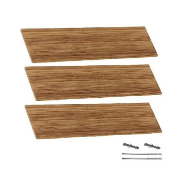 Imagem de Arrigo Móveis, Kit 03 Prateleiras em Mdf 15mm Branco 10x40cm com suporte fixação (MADEIRADO RÚSTICO)