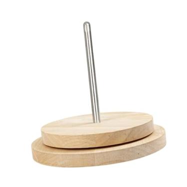 Imagem de oshhni Suporte de novelos de lã de madeira, suporte giratório para novelos de lã, para fios feito à mão para de barbante, entusiastas de crochê, 18cmx17cm