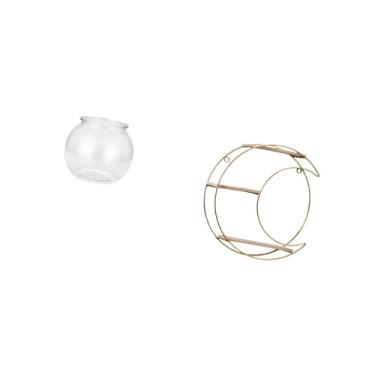 Imagem de Fenteer Aquário Pequeno Transparente para Peixes Pequenos, Ornamento Redondo, Tigela de Aquário, Vaso de Mesa, Escritório, Plantas Domésticas, Metal, 3 Camada