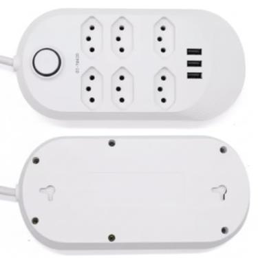 Imagem de Extensão Inteligente com 6 Tomadas + 3 Entradas USB – Bivolt, Cabo 1,8M, Proteção Contra Sobrecarga (6 Tomadas/3 usb)