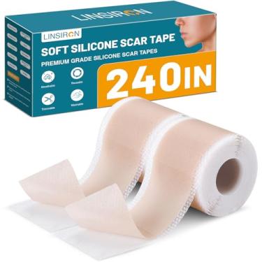 Imagem de LINSIRON Fita de silicone para cicatrizes para marcas cirúrgicas (pacote com 2, 4 x 304 cm)