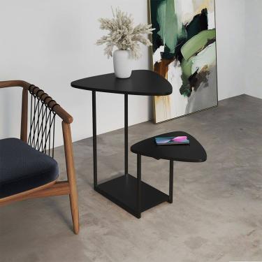 Imagem de Mesa Lateral Cibele Ferro Preto Tampo Esfiha
