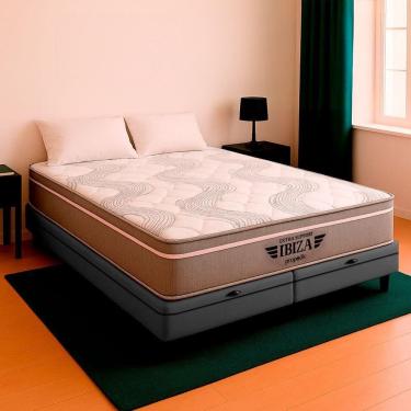 Imagem de Cama Box Baú King E Colchão Ibiza Molas Ensacadas V-store Cinza