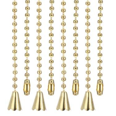 Imagem de Corrente de puxar para ventilador de teto de 1 m, 4 peças, extensor de cordão com contas, pingente cônico para luz de ventilador lustre candeeiro de mesa, interruptor de puxar, tom dourado