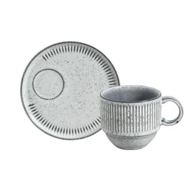 Imagem de Conjunto com 6 Xícaras de Chá Empilhável com 6 Pires Linhas Echo 230ml