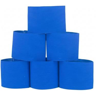 Imagem de Wrzbest Braçadeira de Capitão Futebol Futebol Rugby Capitão Braçadeiras para Jovens e Adultos, Design Antiqueda - Pacote com 6 (6 Azul/Não C)