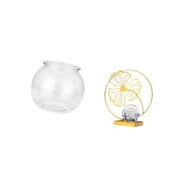 Imagem de Fenteer Estátua de Folha de Aquário Transparente, Estatueta de Ferro, Ornamento Doméstico Transparente, Tigela de Peixe, Vaso, Mesa, Quarto, Sala de Estar, de