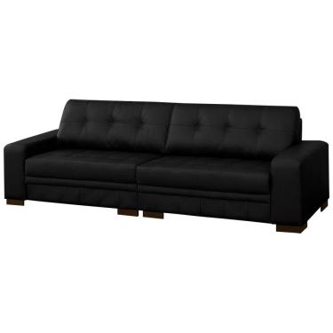 Imagem de Sofá 4 Lugares 260cm Milano Couro Preto Fosco Gran Belo
