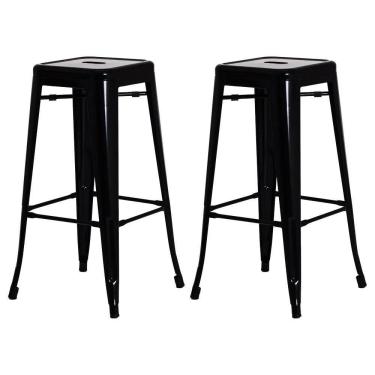 Imagem de Kit 2 Banquetas Alta Bar Balcão Bancada Pub Bistrô Cozinha Americana Tolix Iron Industrial
