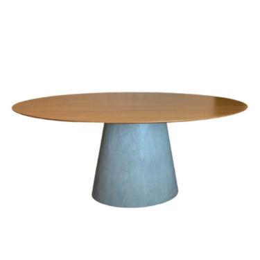 Imagem de Mesa De Jantar Cone Oval 120X80 Cm Base Cimento Queimado
