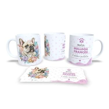 Imagem de Caneca Decorativa de Cerâmica com Design de Beagle, 325ml, Branca com Estampa Floral e Texto 'Meu Beagle é Minha Paixão', para Amantes de Cães (13182)