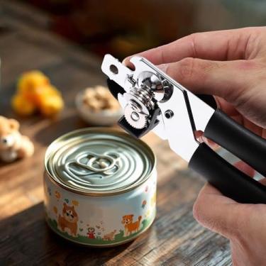 Imagem de Generic 1 abridor de latas portátil 3 em 1 abridor de latas e abridor de garrafas PP ferro prateado preto 5,3 x 19 cm