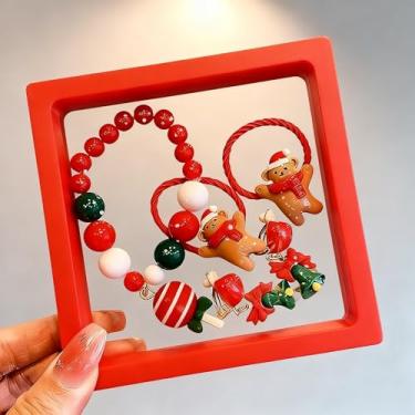 Imagem de Conjunto de joias infantis de Natal: Pulseira com contas (com caixa de presente vermelha festiva) – Acessórios com tema natalino adequados como lembrancinhas de festa, meias e presentes para meninas