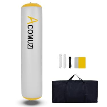 Imagem de ACOMUZI Para-lamas de doca infláveis resistentes, para-choques de barco grandes de 1,8 m x 35,5 cm para ancoragem com 2 cordas, para-lamas de barco para ancoragem de pára-choques de doca de barco