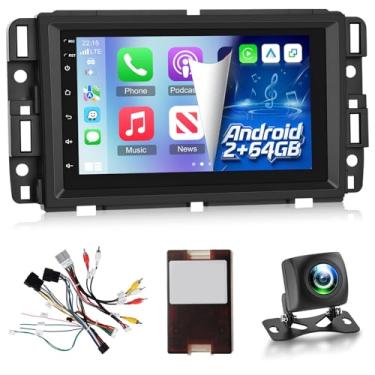 Imagem de [2 + 64 G] Estéreo automotivo Android para Chevrolet Chevy Silverado GMC Sierra Buick Enclave Yukon - Rádio com tela sensível ao toque de 7 polegadas com reprodução sem fio e Android Auto, WiFi, GPS