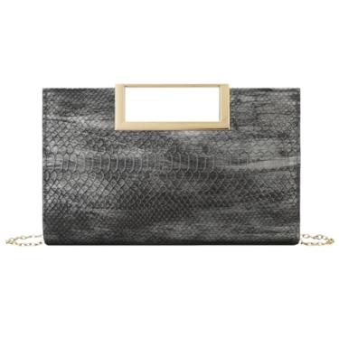 Imagem de Gets Bolsa clutch feminina de couro PU para noite para festa de casamento formal, bolsa tiracolo pequena com corrente, Tingimento preto, Small