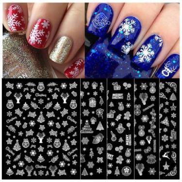Imagem de Adesivos de arte de unhas TailaiMei Christmas White Santa Snowflake