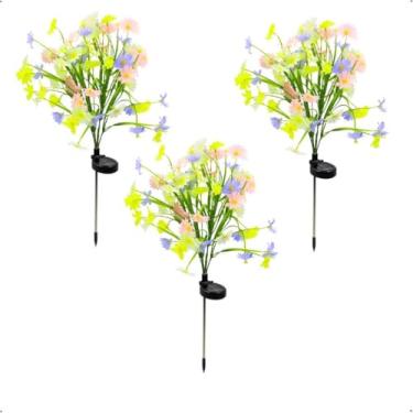 Imagem de Luzes de Natal, Enfeite de Natal para Jardim Externo, Kit 4 Espeto Jardim Solar Flor de Margarida Colorida com Placa Solar Prova D'áGua Ambiente Externo(3 pçs)