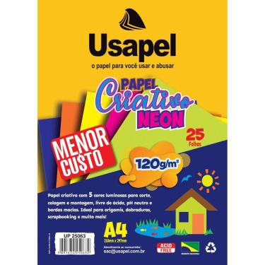 Imagem de Bloco para Educacao Artistica Usapel Neon 5COR. A4 120G 25FL