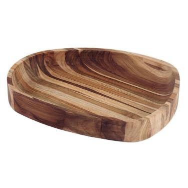 Imagem de Gamela Organica Churrasco Em Madeira Teca Fsc Com Acabamento Em óleo Mineral 37x29,8 Cm